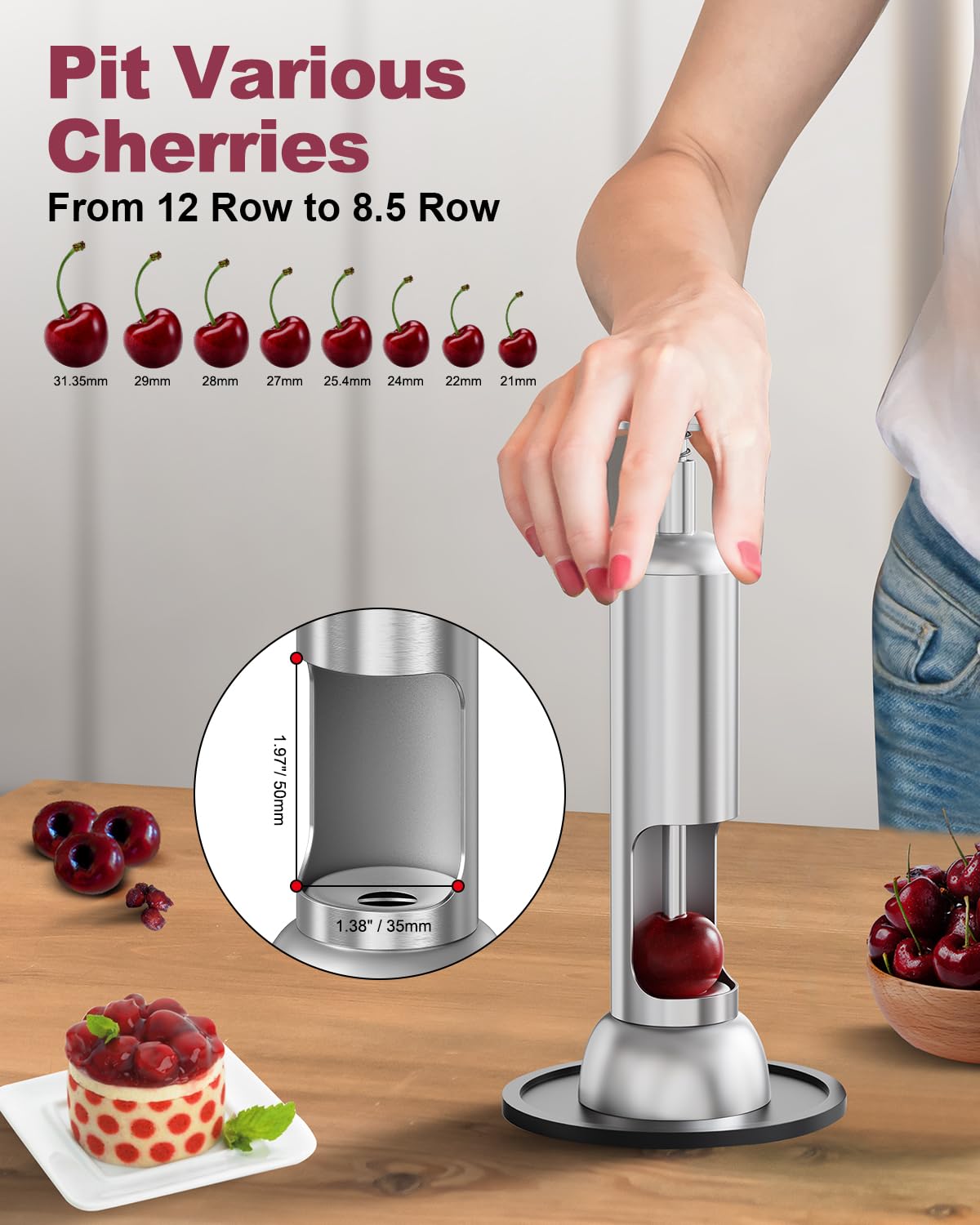 Zattic cherry pitter handles large and small cherries with ease