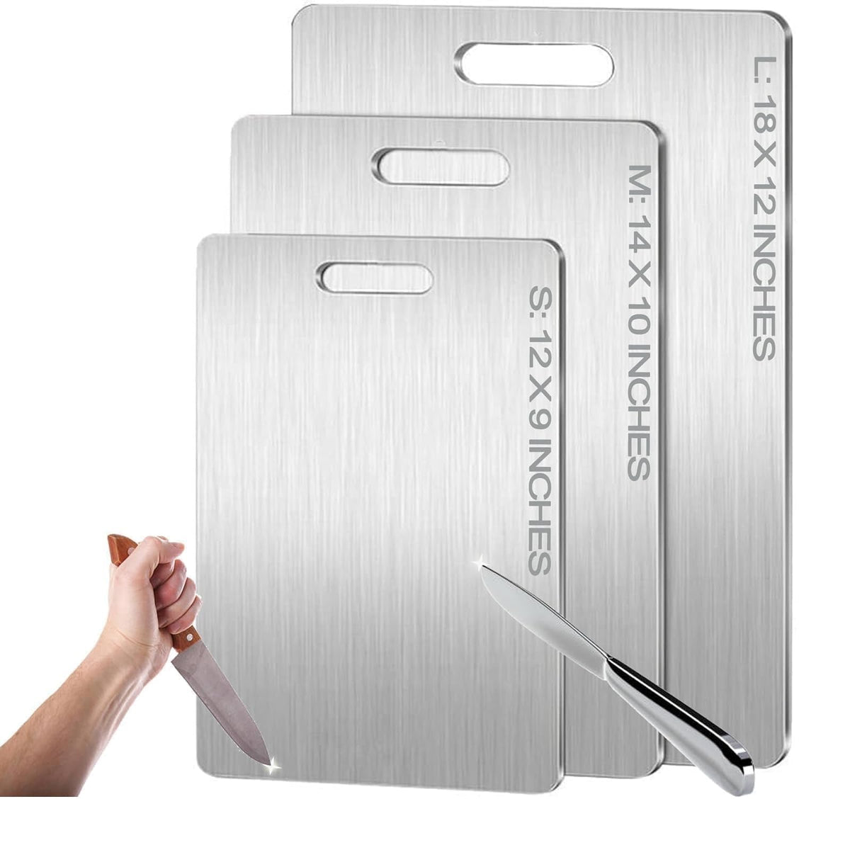 Zaucet titanium cutting board 12x9 front view for spacious, safe prep.
