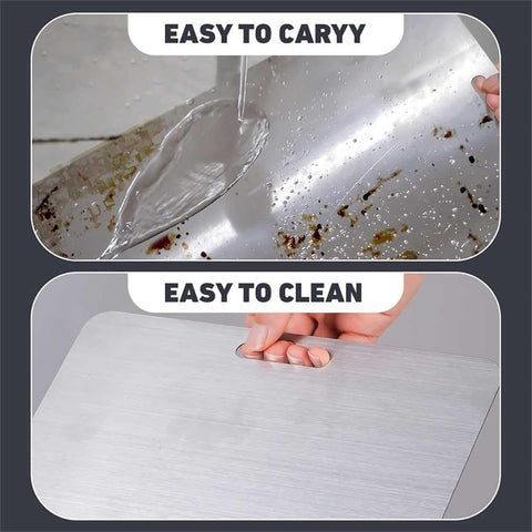 Zaucet titanium cutting board dishwasher-safe symbol highlights easy cleaning.