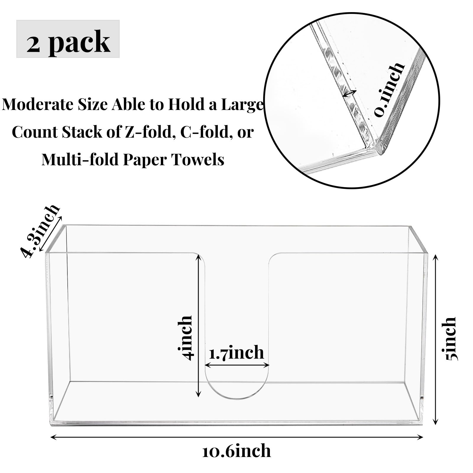 ZAVOOS acrylic towel holder side view, compact and sturdy