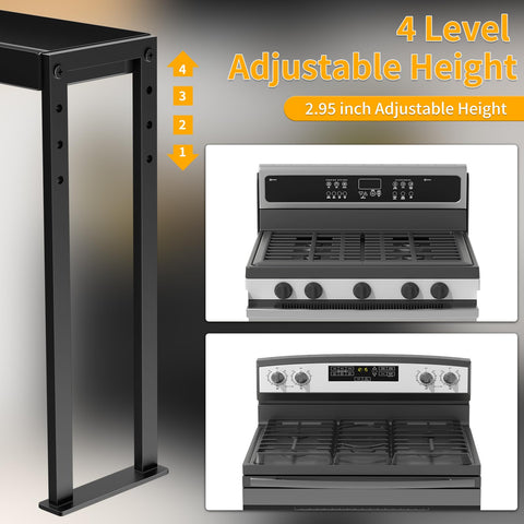 ZDDLOINP spice rack shelf with four adjustable heights for curved stoves.