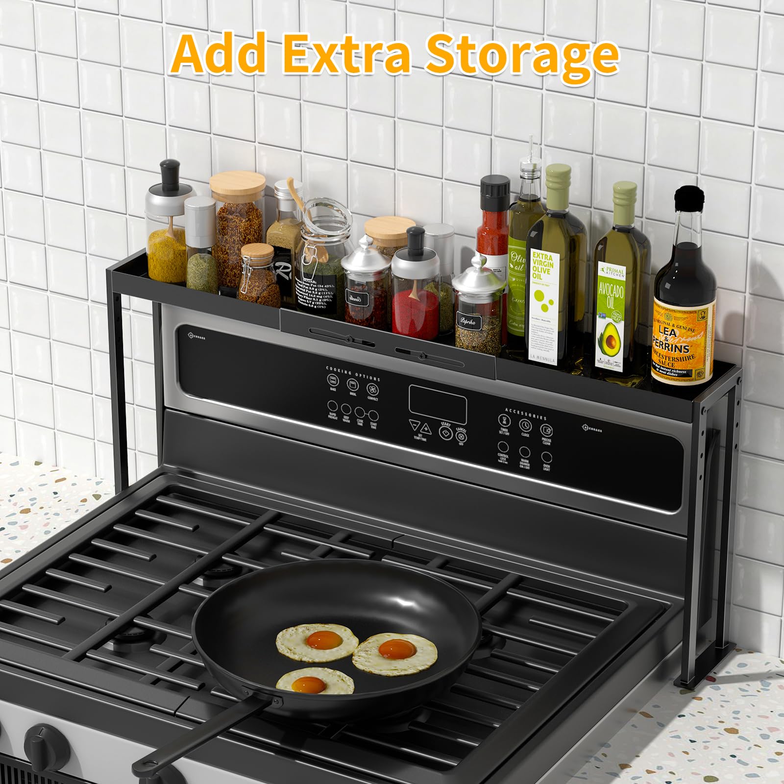 ZDDLOINP spice rack shelf aluminum-steel construction for sturdy use.