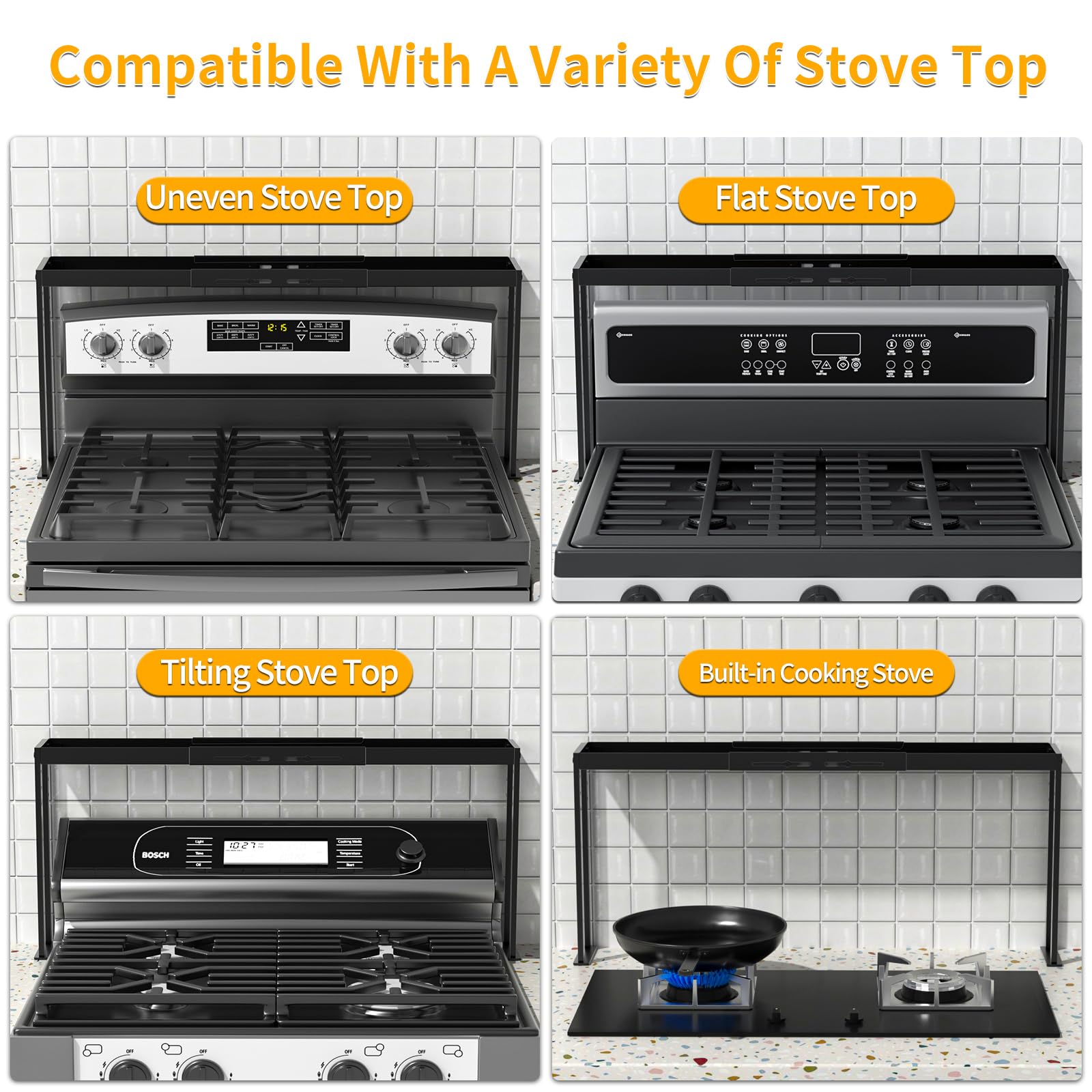 ZDDLOINP spice rack shelf fully extended to fit larger stoves and space.