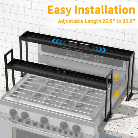 ZDDLOINP spice rack shelf guardrails keep bottles secure during cooking.