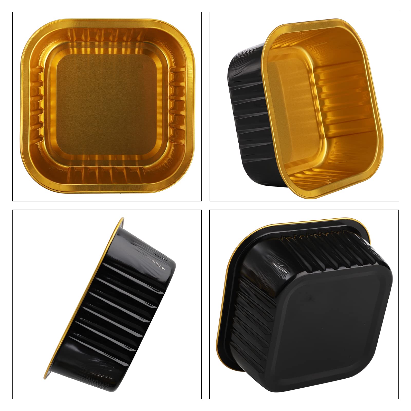 ZEAYEA square cupcake liners feature black exterior and gold interior.