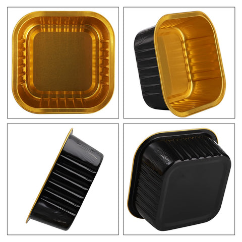 ZEAYEA square cupcake liners feature black exterior and gold interior.