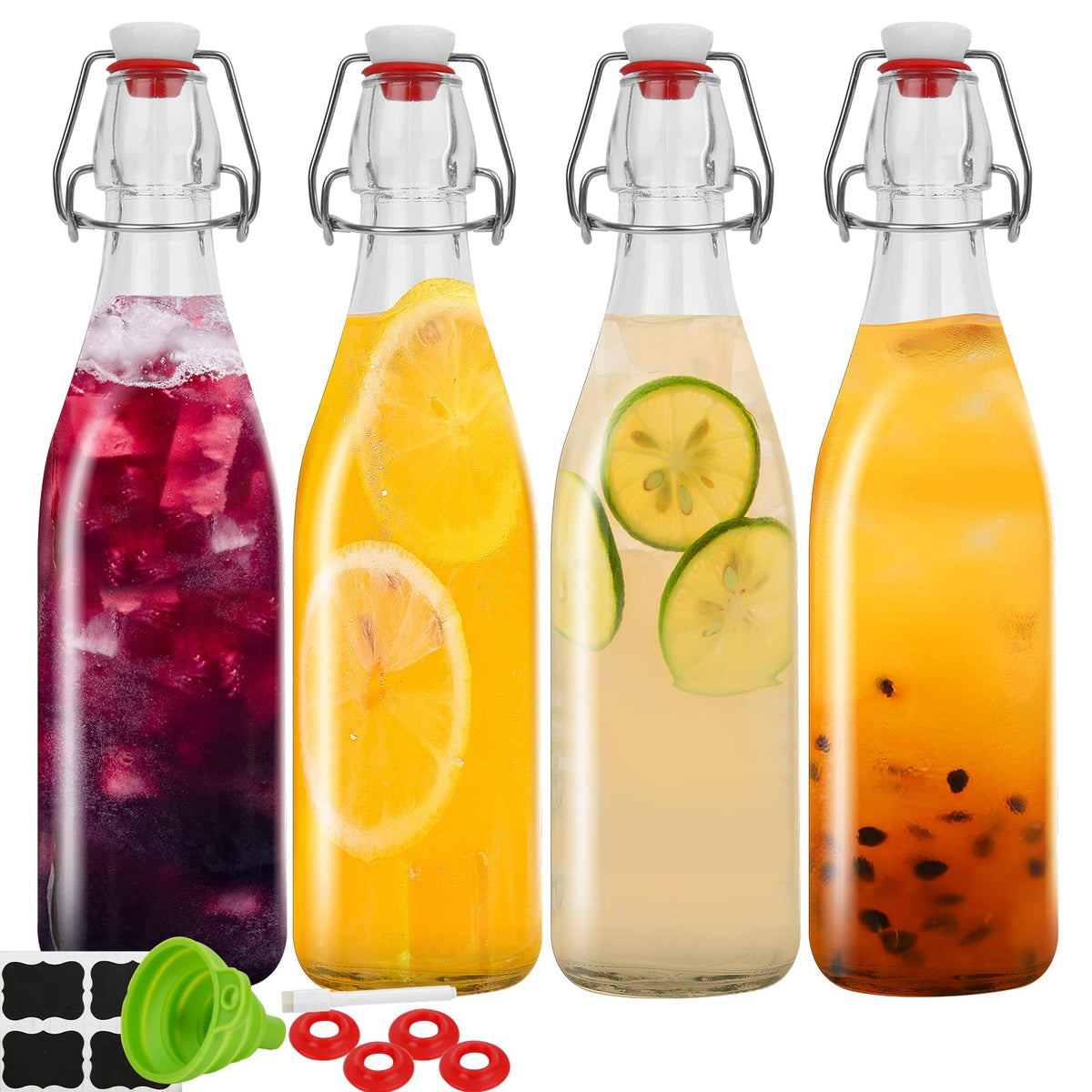 ZEBEIYU 32oz swing-top bottle ideal for beverage storage.