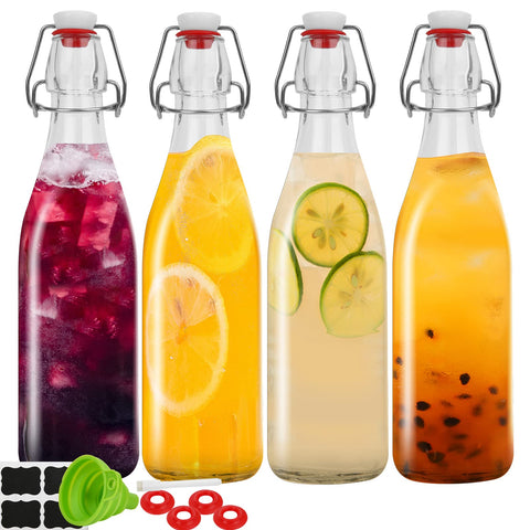 ZEBEIYU 32oz swing-top bottle ideal for beverage storage.