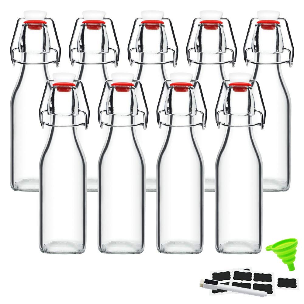 ZEBEIYU swing-top bottle front view highlighting clear glass for fresh home brews