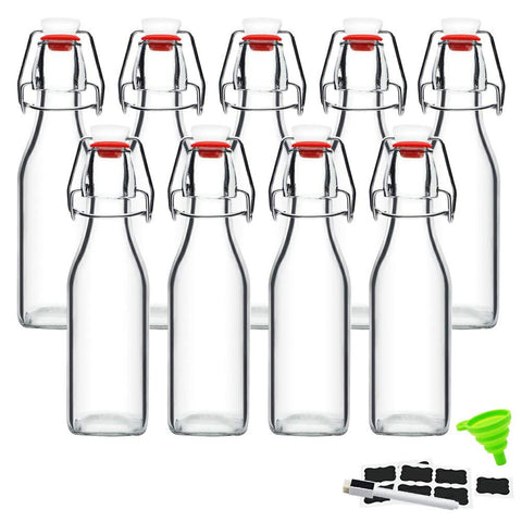ZEBEIYU swing-top bottle front view highlighting clear glass for fresh home brews