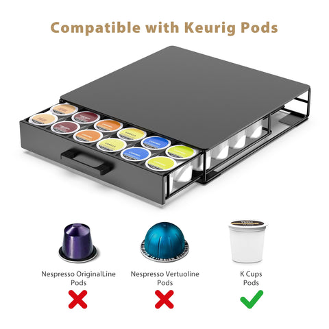 ZECENN coffee pod drawer measures 13x13x3 inches for compact fit.