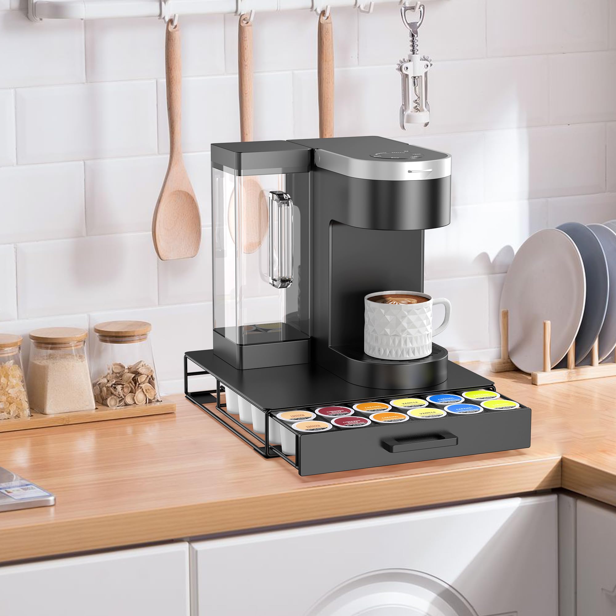 ZECENN sturdy iron construction provides durable pod storage for busy kitchens.