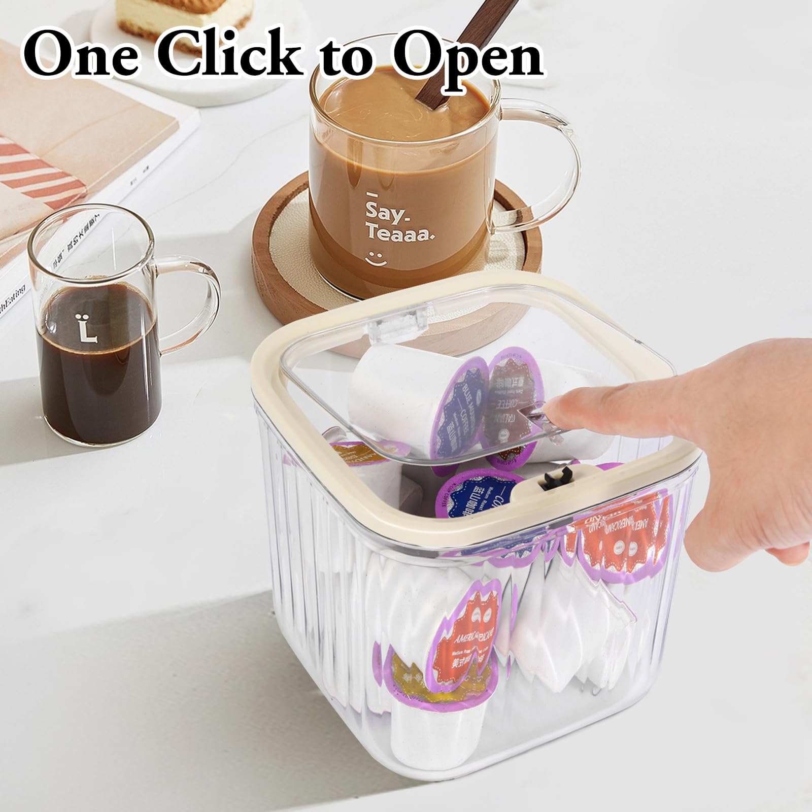 ZECENN clear pod holder compatible with Nespresso and Keurig pods for versatile options.