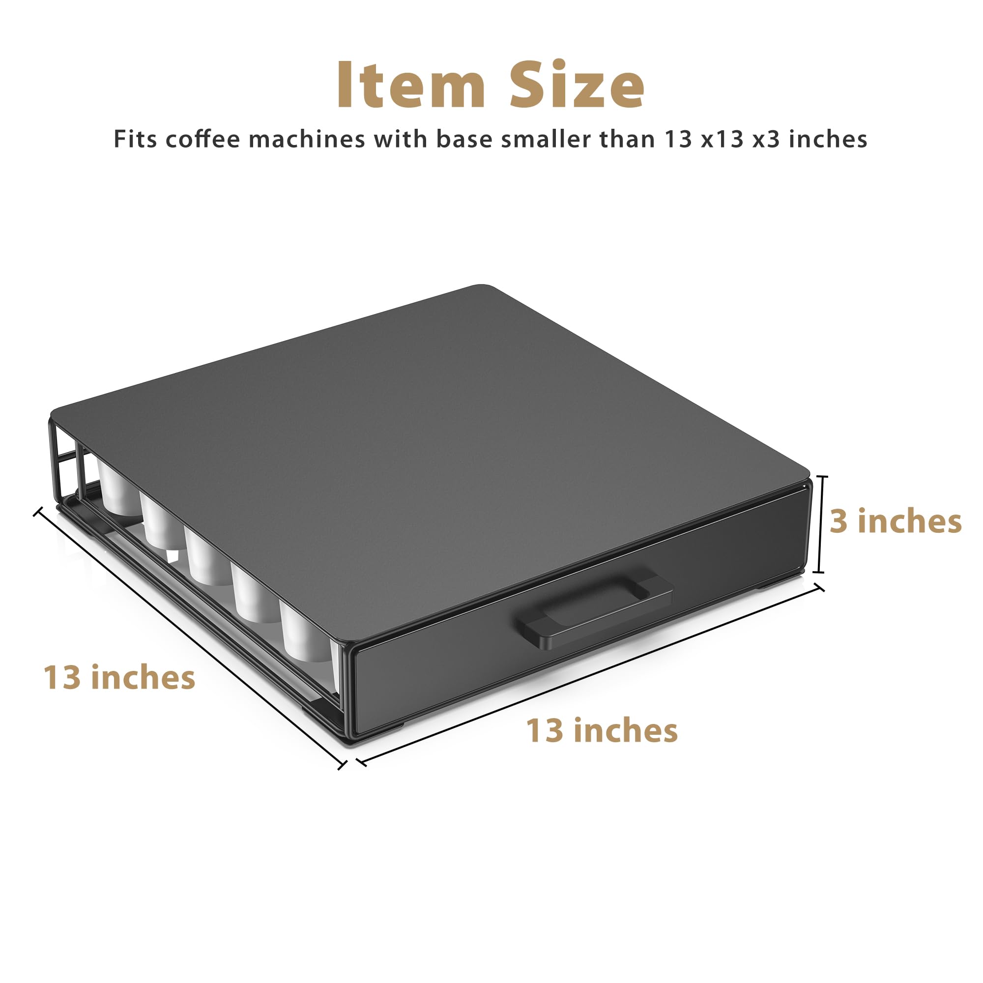 ZECENN drawer with soft anti-slip grips protects countertops.