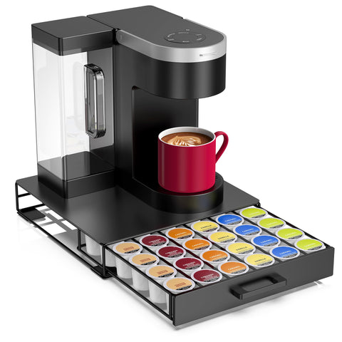 ZECENN storage drawer under Keurig keeps 36 K-Cups organized for easy access.