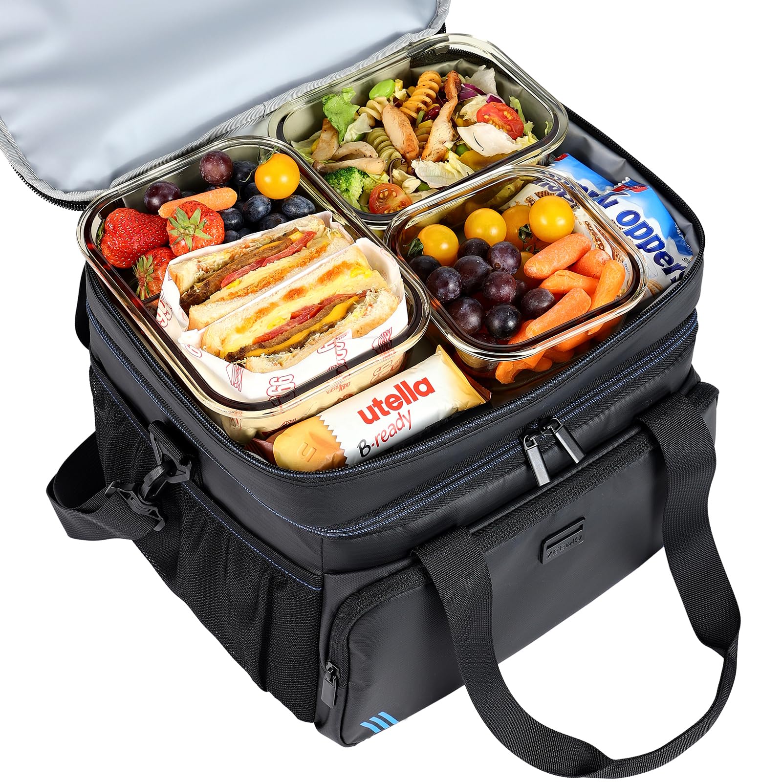 ZEEMO Soft Cooler Bag upper compartment suitable for lunch boxes and snacks