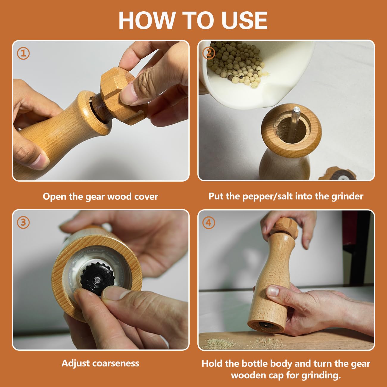 Zeikiwe adjustable coarseness for fine to coarse seasoning.