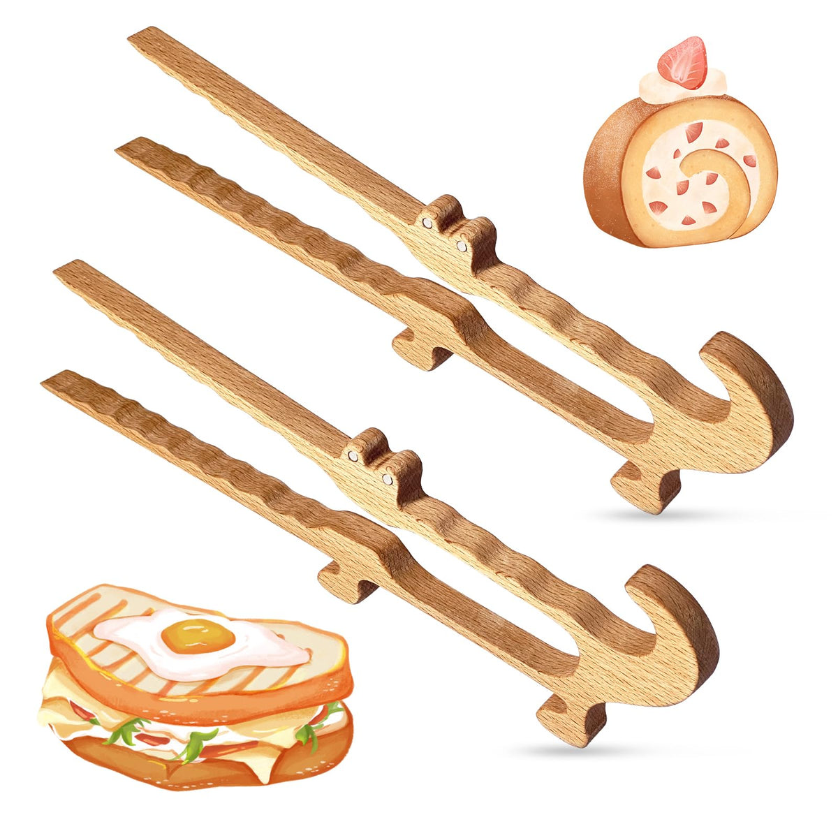 Zeikiwe crocodile toaster tongs 11inch offer a secure grip for toast and pastries.