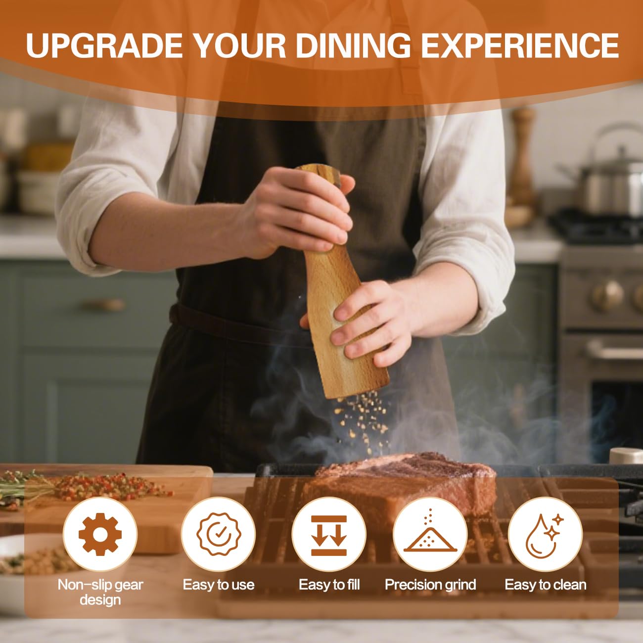 Zeikiwe gear-knob salt and pepper mill delivering effortless seasoning.