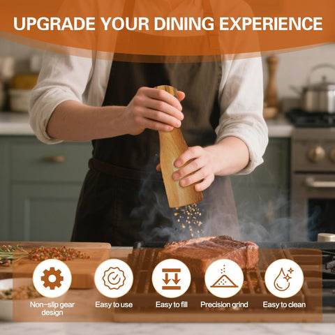 Zeikiwe gear-knob salt and pepper mill delivering effortless seasoning.