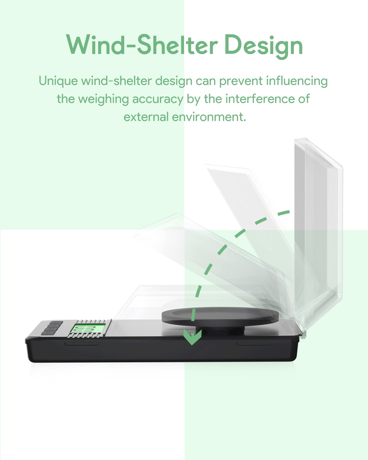 Compact size of the ZENCRO milligram scale fits small workspaces.