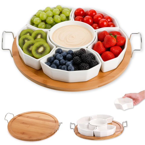 ZENFUN Chip and Dip Set with six compartments for party snacks