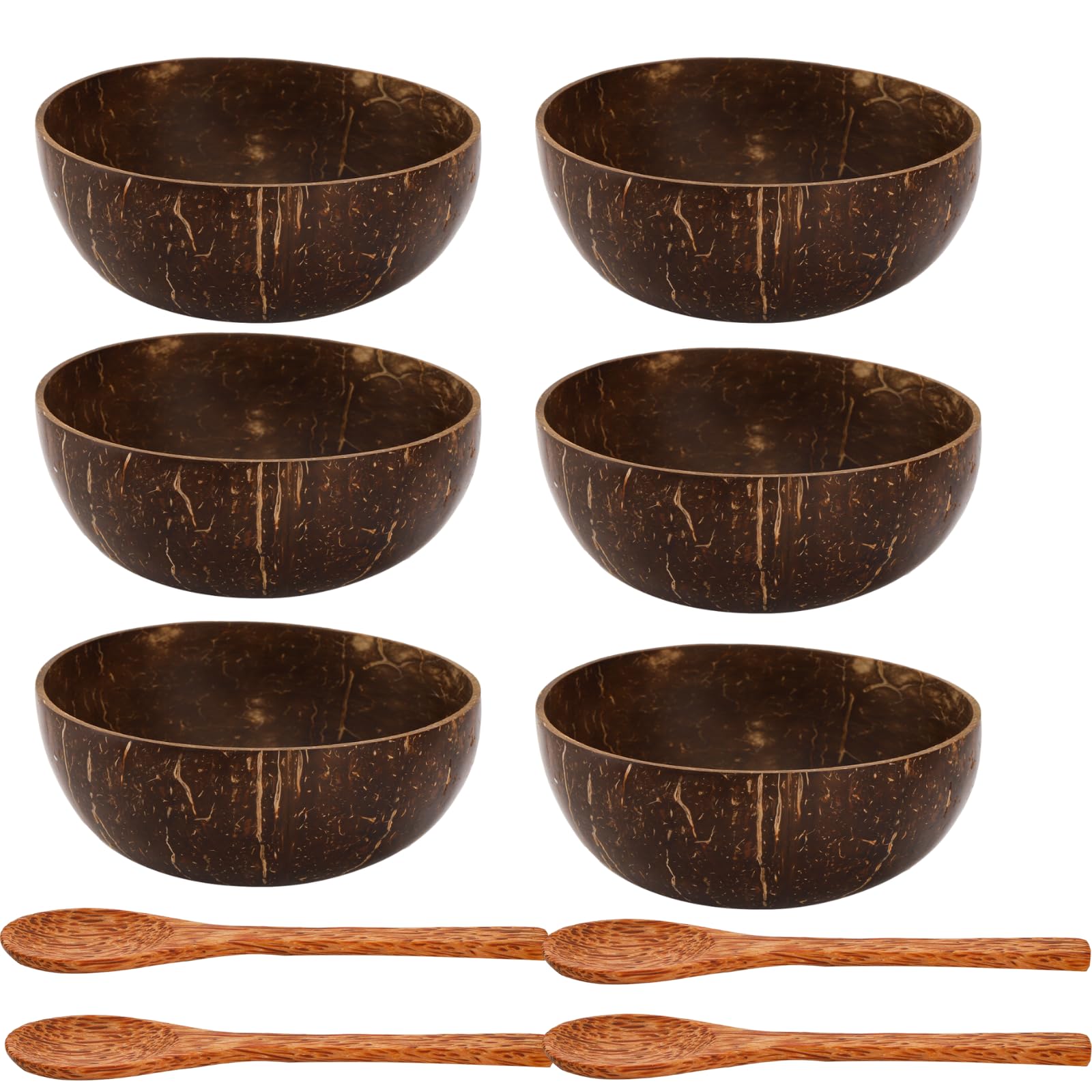 ZENFUN coconut bowls 6-pack for sustainable serving of smoothies and salads.