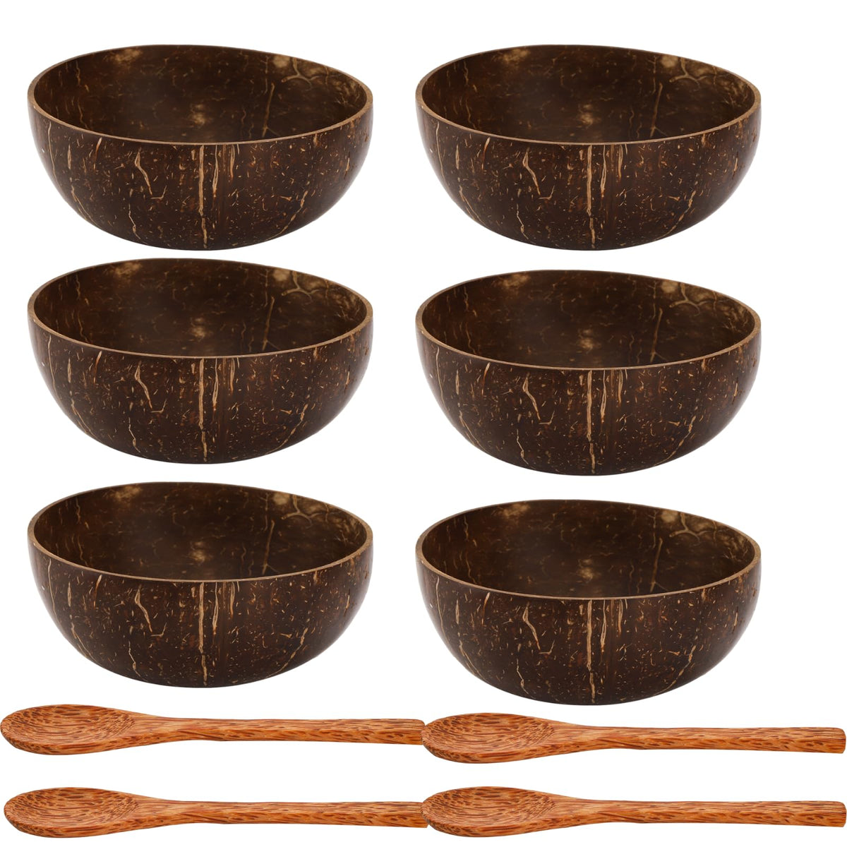 ZENFUN coconut bowls 6-pack for sustainable serving of smoothies and salads.