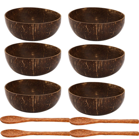 ZENFUN coconut bowls 6-pack for sustainable serving of smoothies and salads.