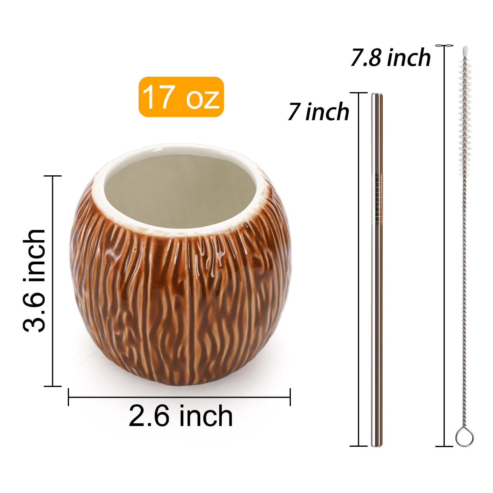 ZENFUN coconut-shaped 17 oz mug ideal for Mai Tai