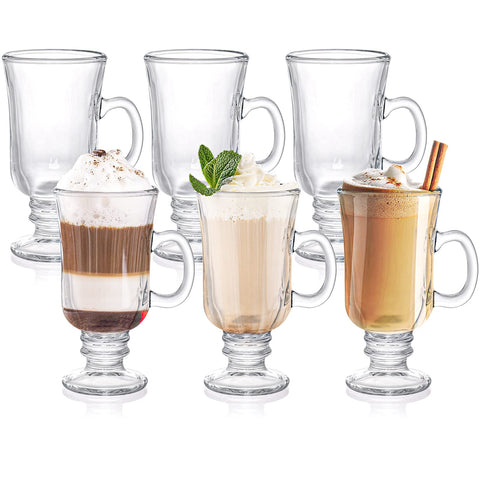 ZENFUN Irish coffee mug front view in clear glass for elegant hot drinks.