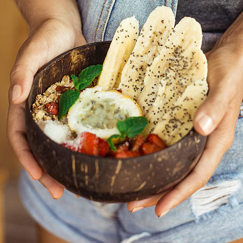 ZENFUN natural finish bowls ideal for salads and fruit with rustic charm.