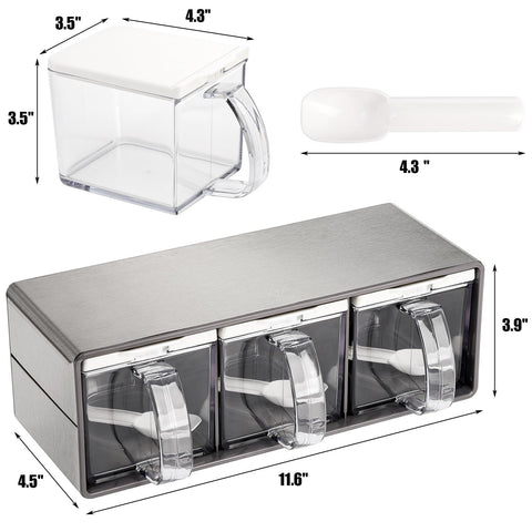 ZENFUN salt container with lid and spoon for precise, moisture-resistant portions.