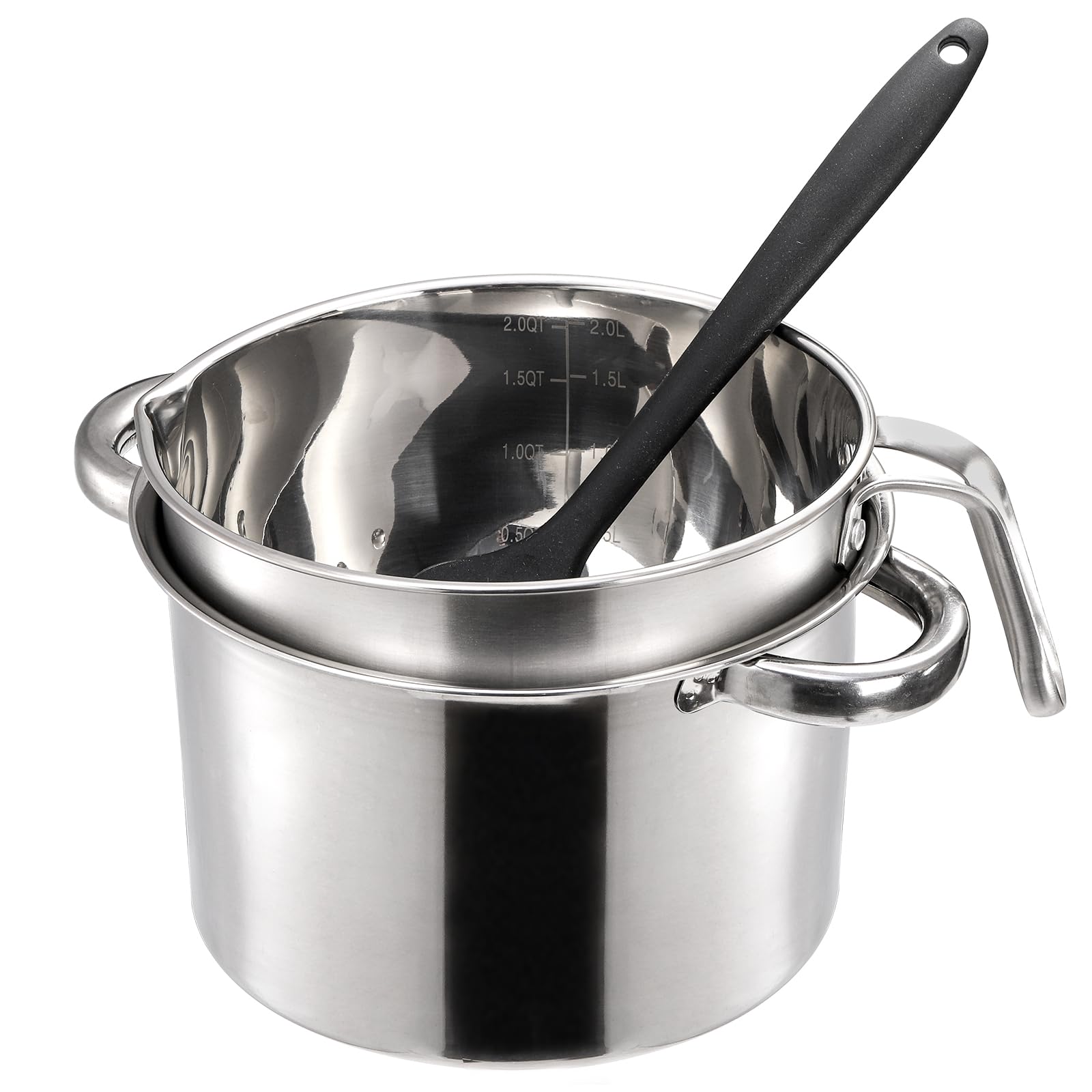 ZENFUN silicone spatula for easy stirring and scraping in both pots.