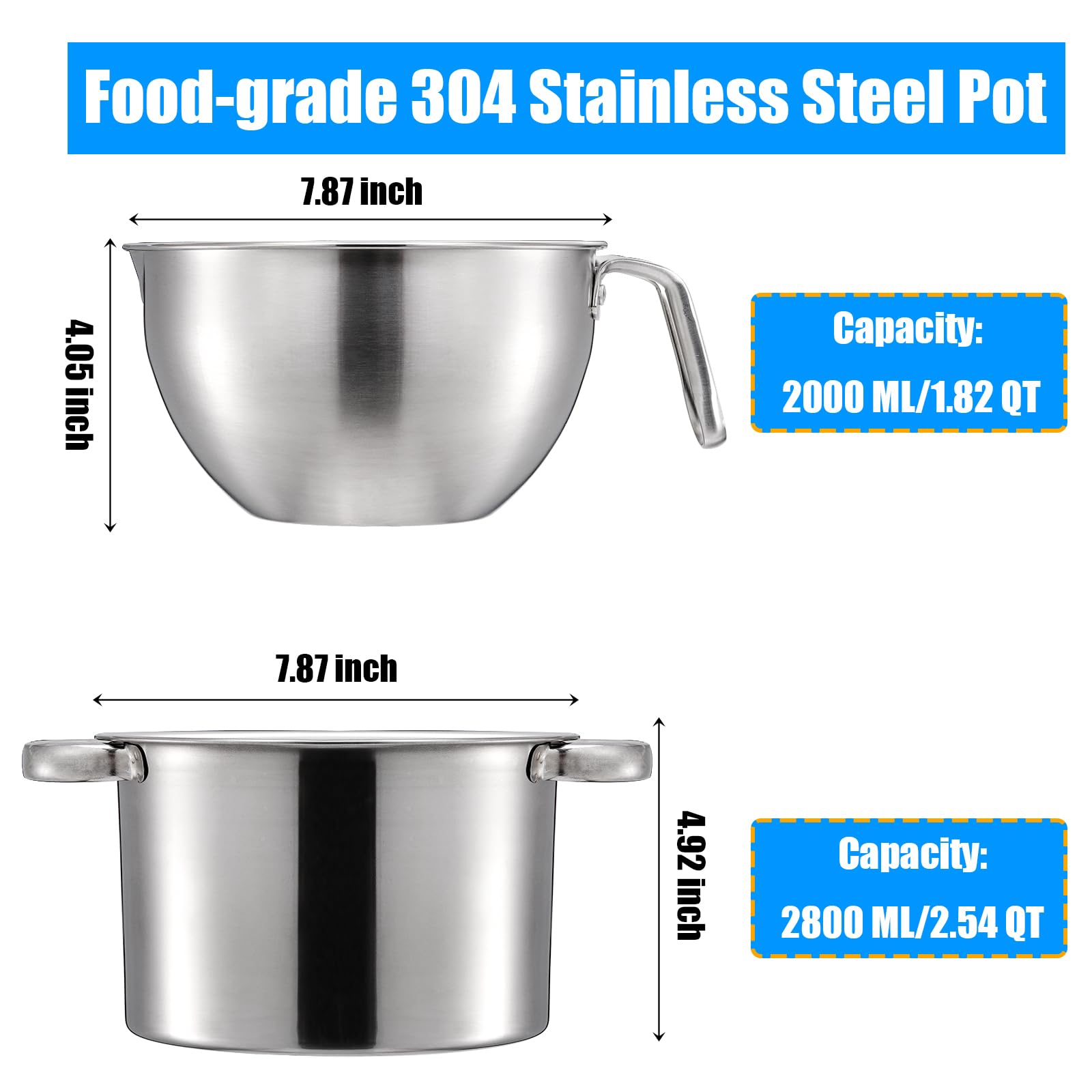 ZENFUN 2.54qt stainless steel pot for versatile cooking and sauces.