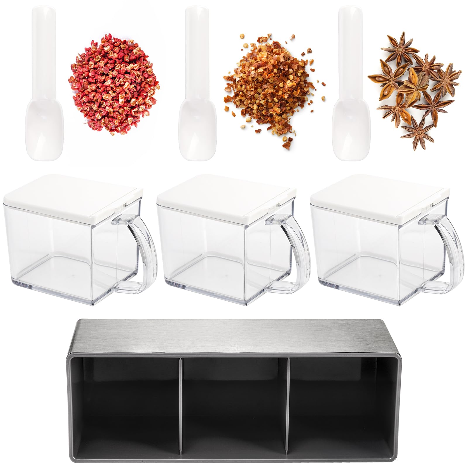 ZENFUN three-compartment organizer saves counter space in busy kitchens.