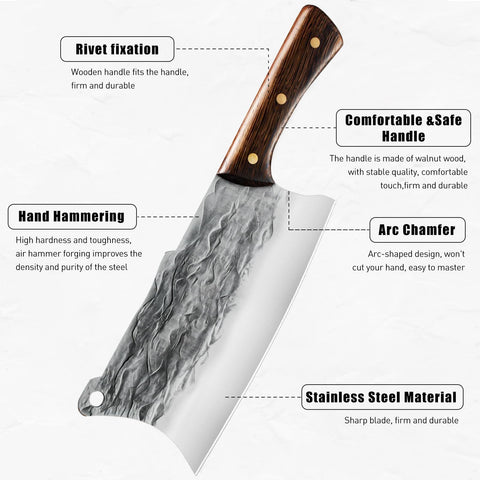 ZENG knife with ergonomic walnut handle and brass nails for secure grip