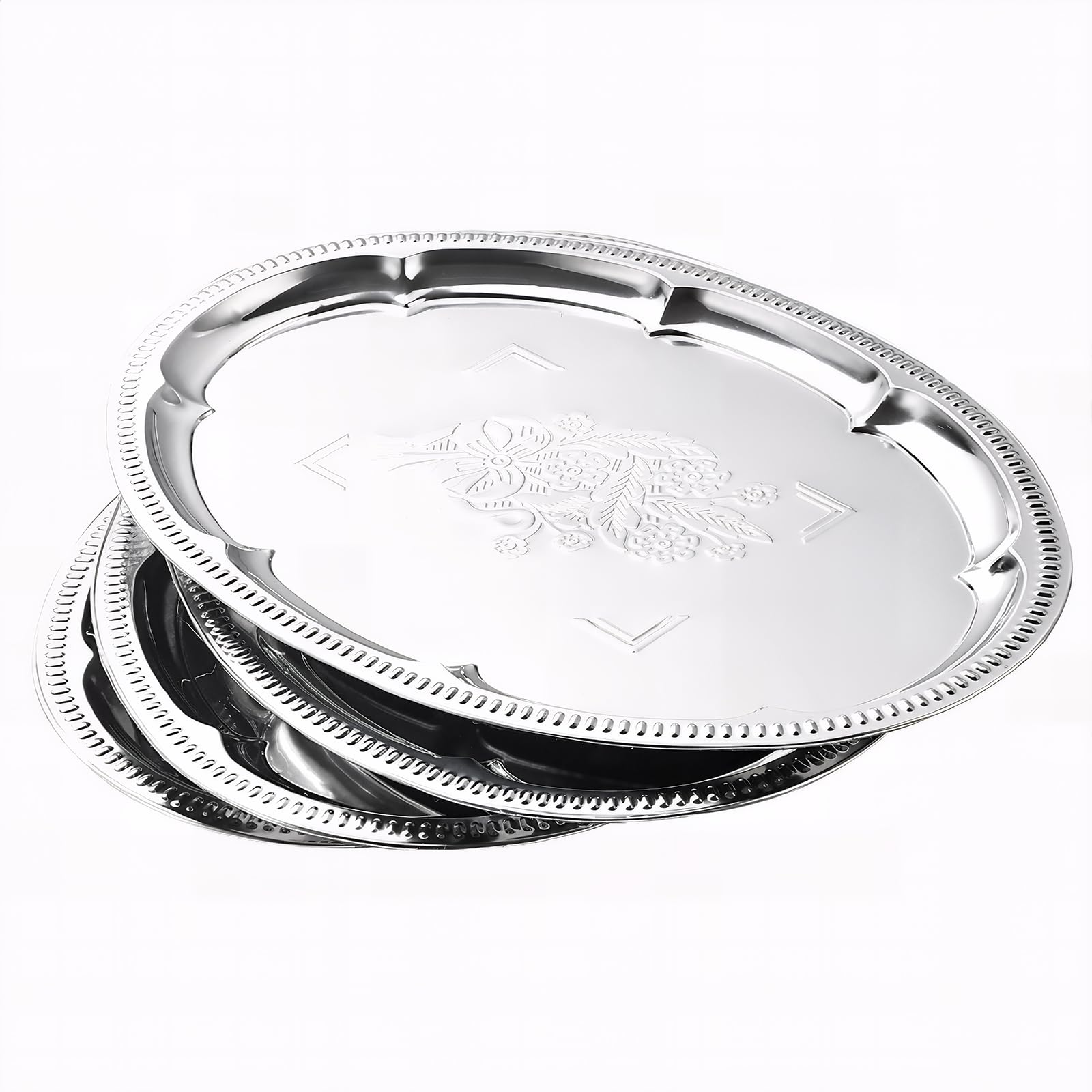 ZENOVLUX oval silver tray with floral engraving, ideal for appetizers at gatherings