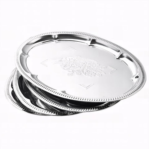 ZENOVLUX oval silver tray with floral engraving, ideal for appetizers at gatherings