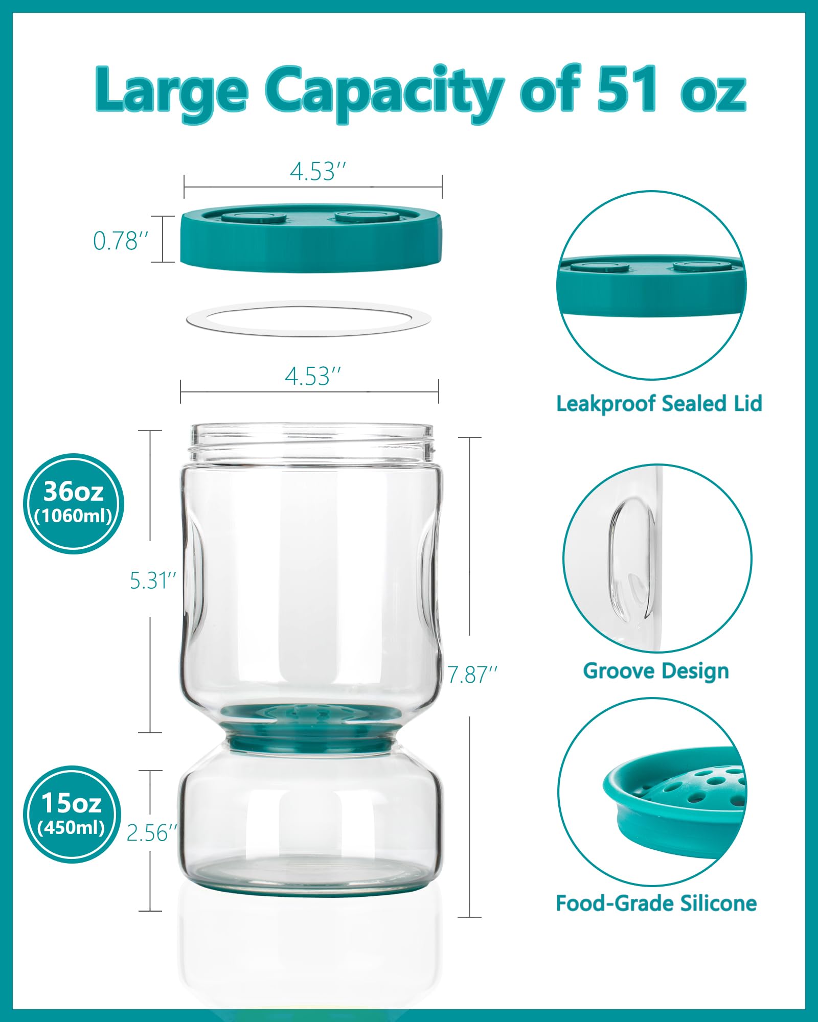 ZENS borosilicate glass with leakproof lid for fridge-safe storage.