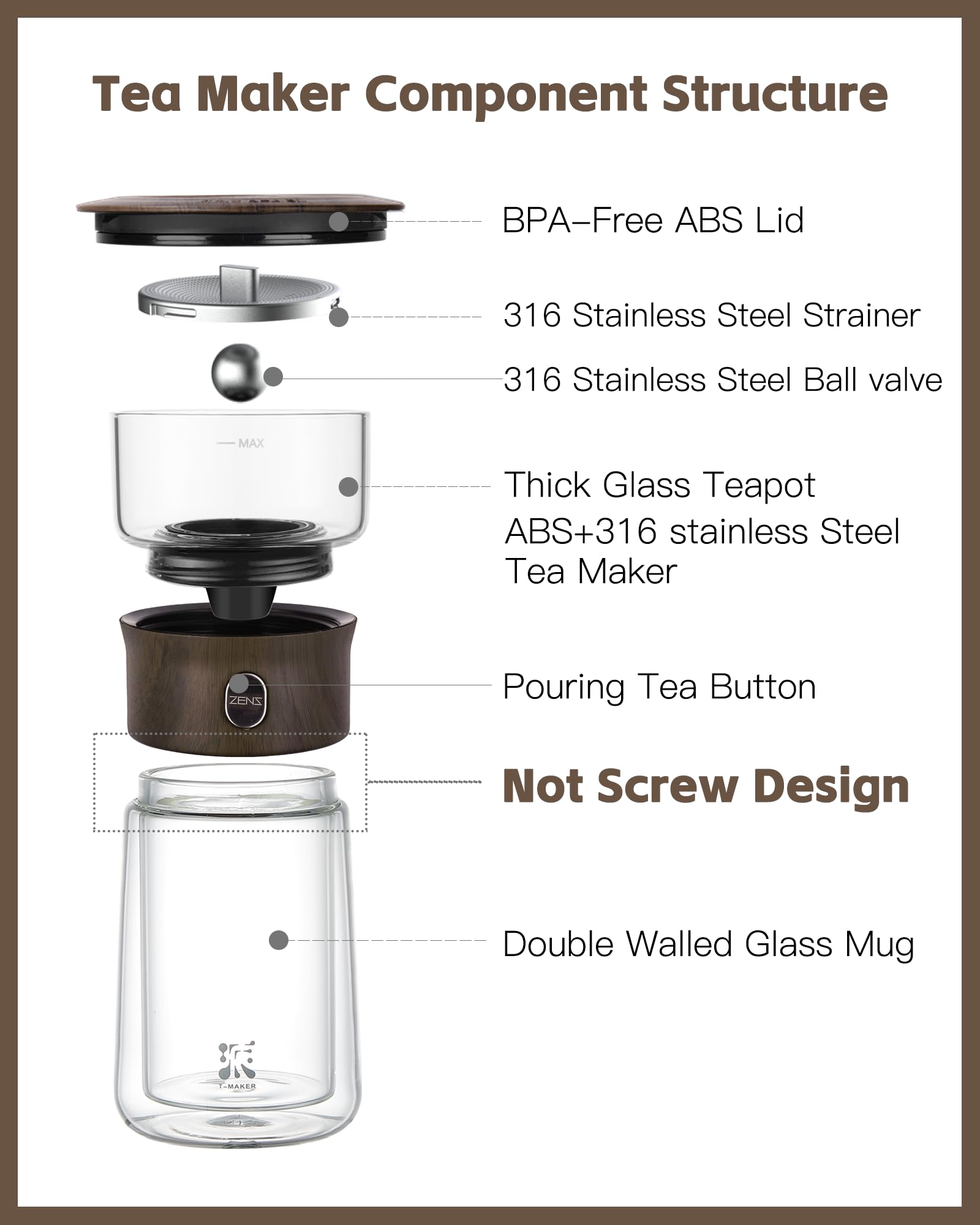 ZENS borosilicate glass teapot highlighting heat resistance and clarity