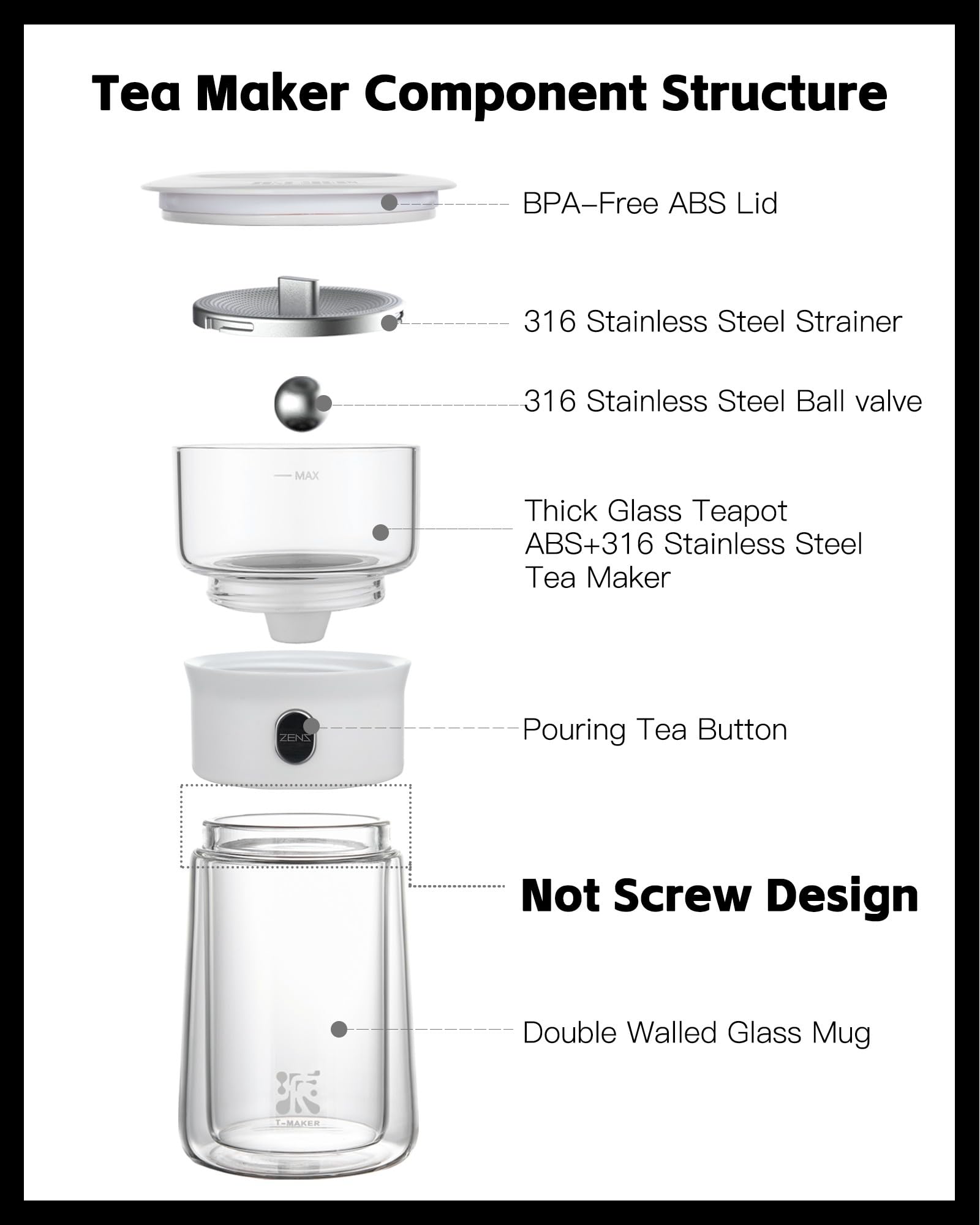 ZENS double walled insulated cup keeps tea hot and hands cool