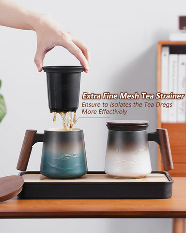 ZENS mug wooden handle adds warmth and comfortable grip during tea time