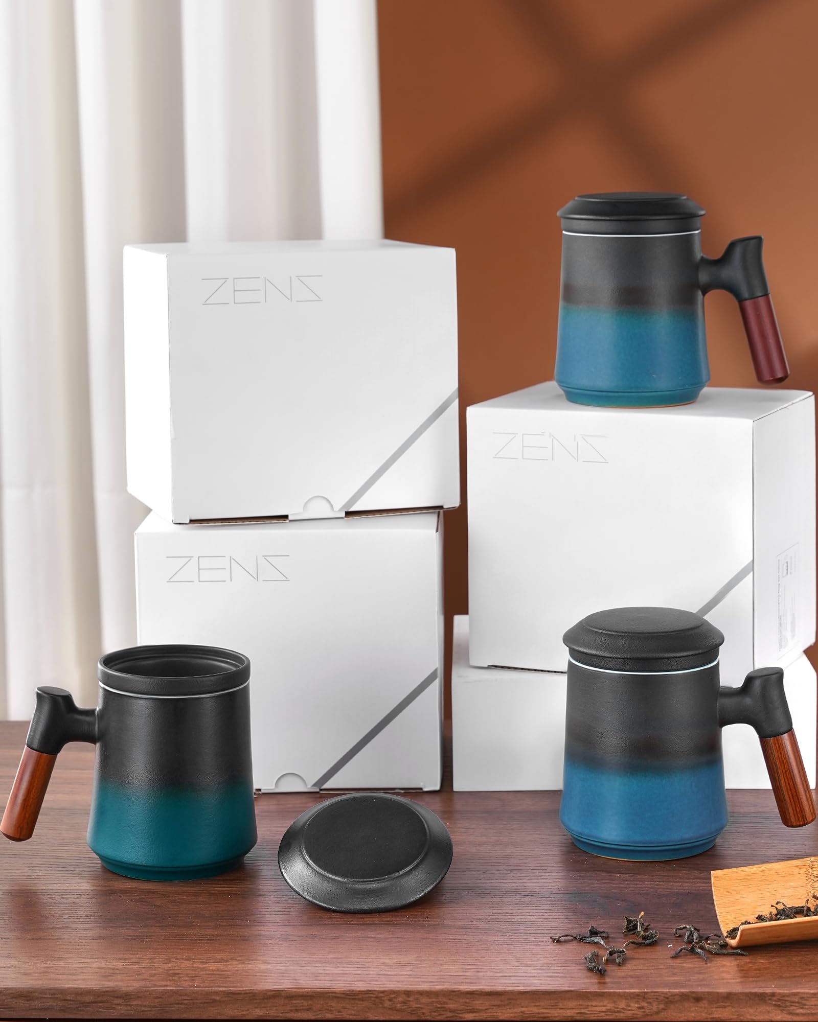 ZENS gradient blue glaze with matte texture and glossy interior for style and function