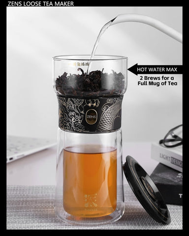 ZENS insulated double-wall mug keeps tea hot without burning fingers.