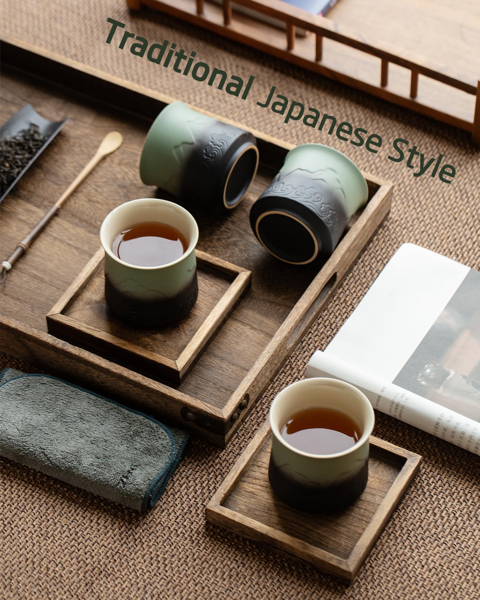 ZENS tea cup moss green gradient glaze enhances visual appeal of tea