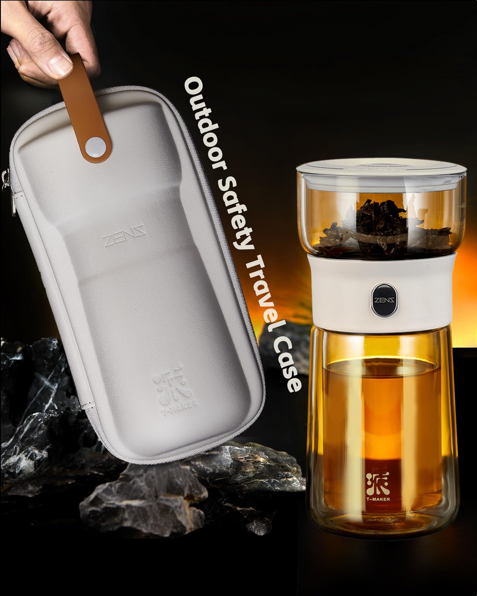 ZENS lid doubles as a coaster for convenient placement and drip free use