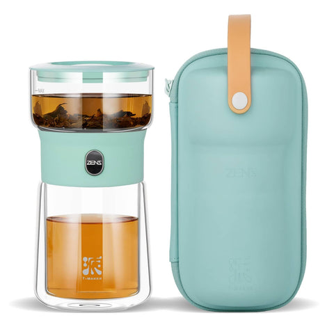ZENS modern glass infuser teapot enables effortless Gongfu brewing at home.