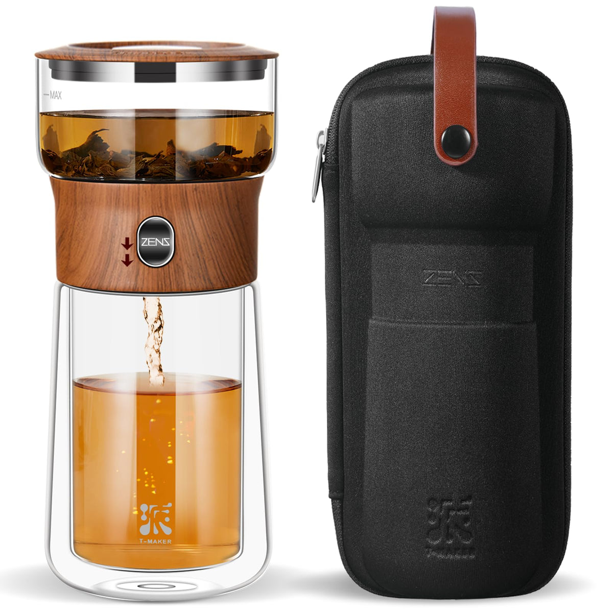 ZENS modern glass tea pot with infuser delivers crisp, clean brews.