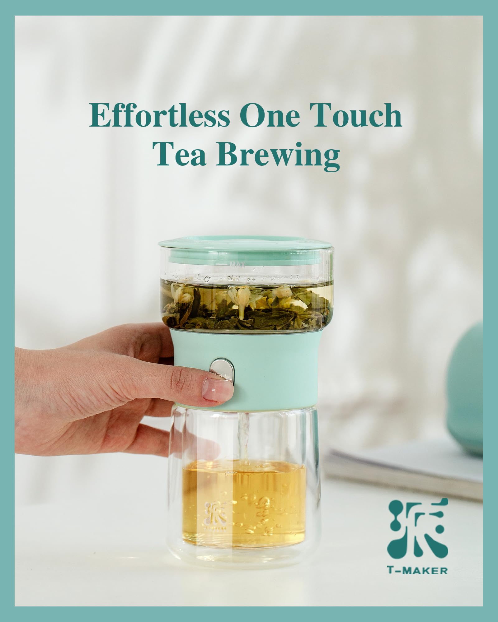 ZENS one-touch tea maker simplifies brewing with no spills.